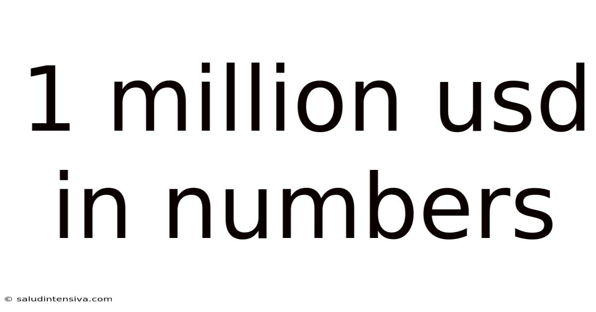 1 Million Usd In Numbers