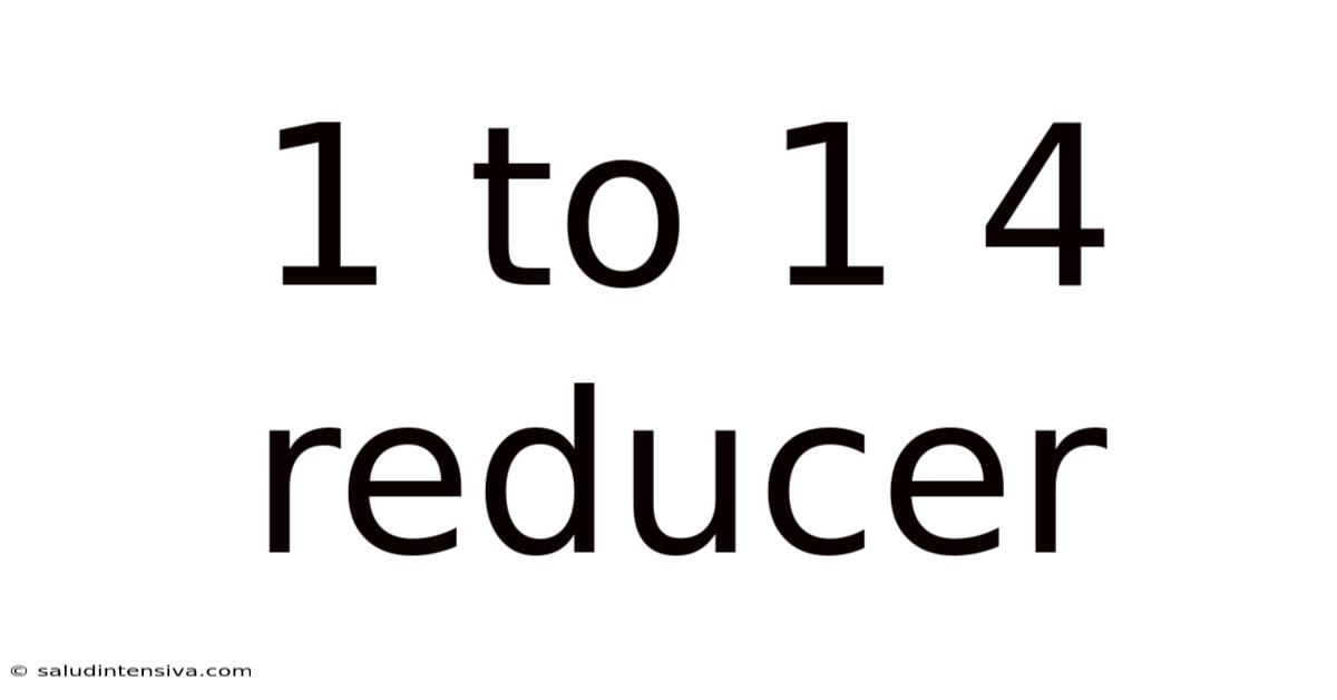 1 To 1 4 Reducer