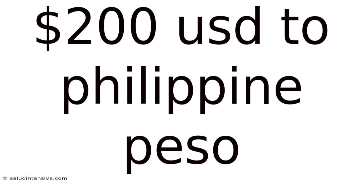 $200 Usd To Philippine Peso