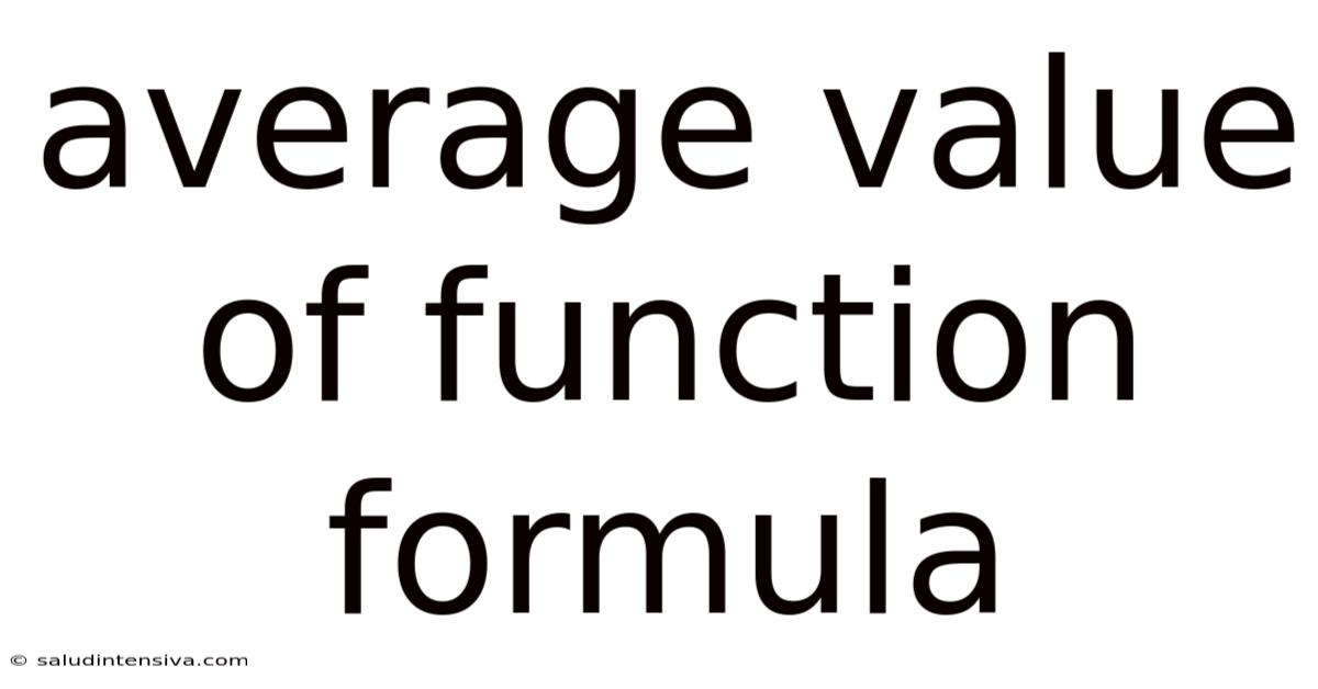 Average Value Of Function Formula