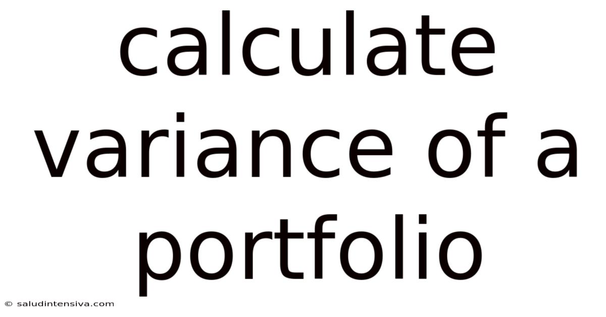 Calculate Variance Of A Portfolio