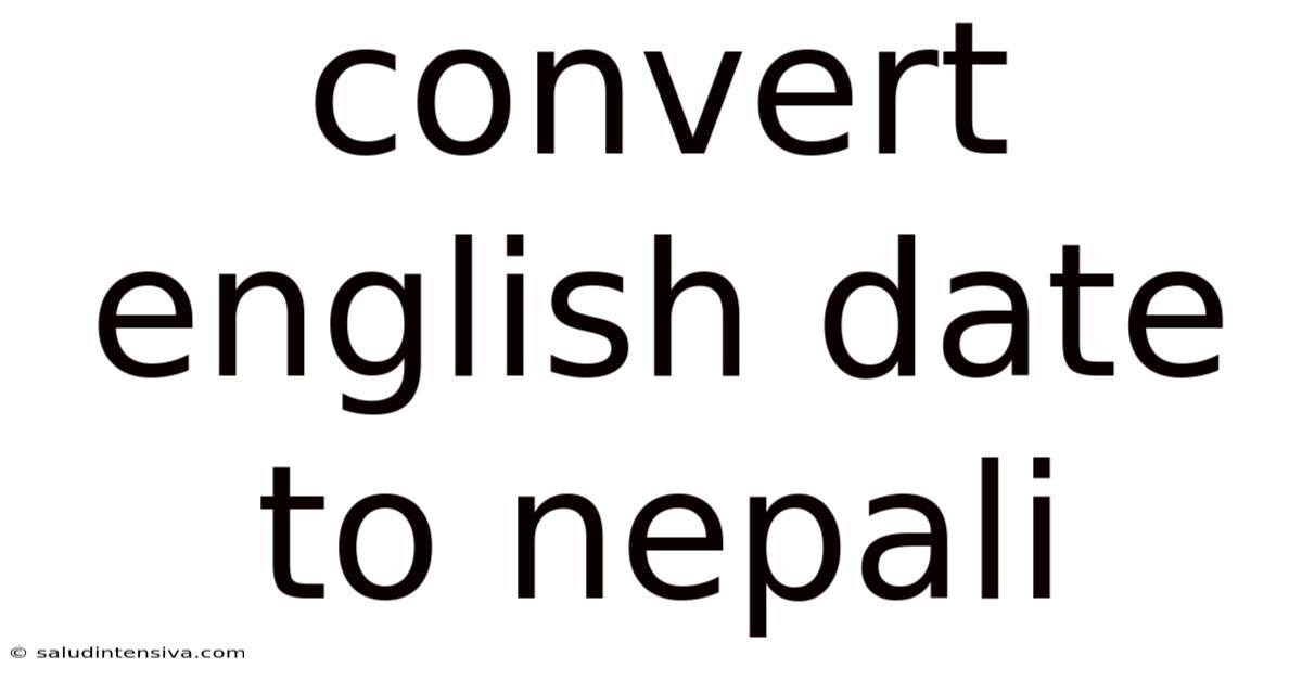Convert English Date To Nepali