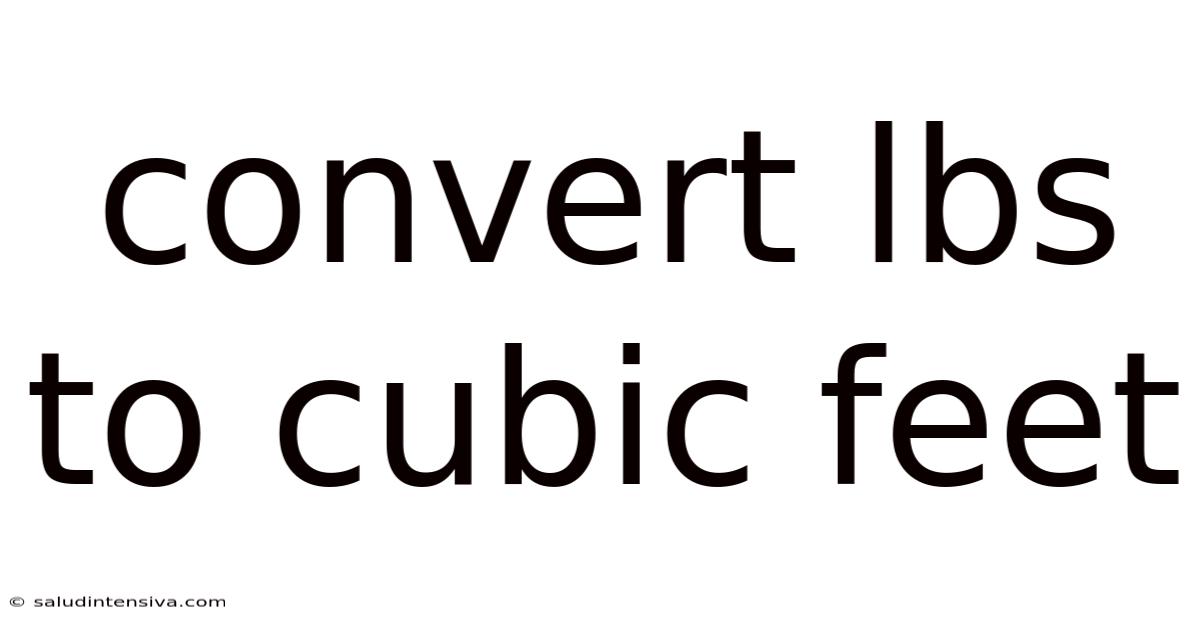 Convert Lbs To Cubic Feet
