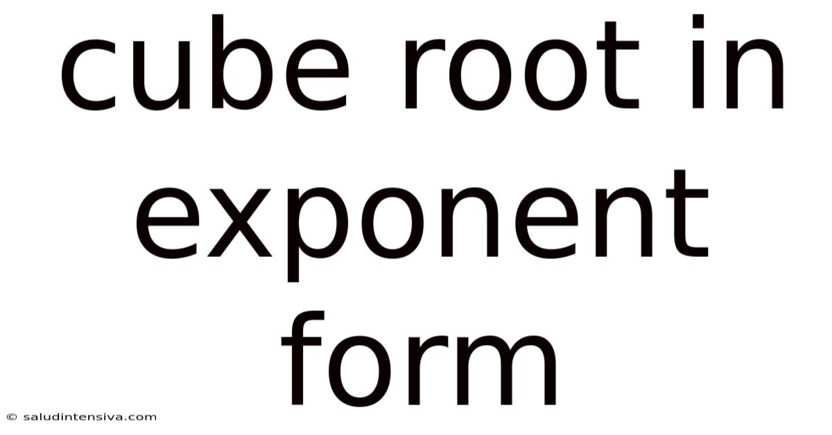 Cube Root In Exponent Form