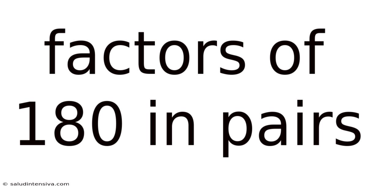 Factors Of 180 In Pairs