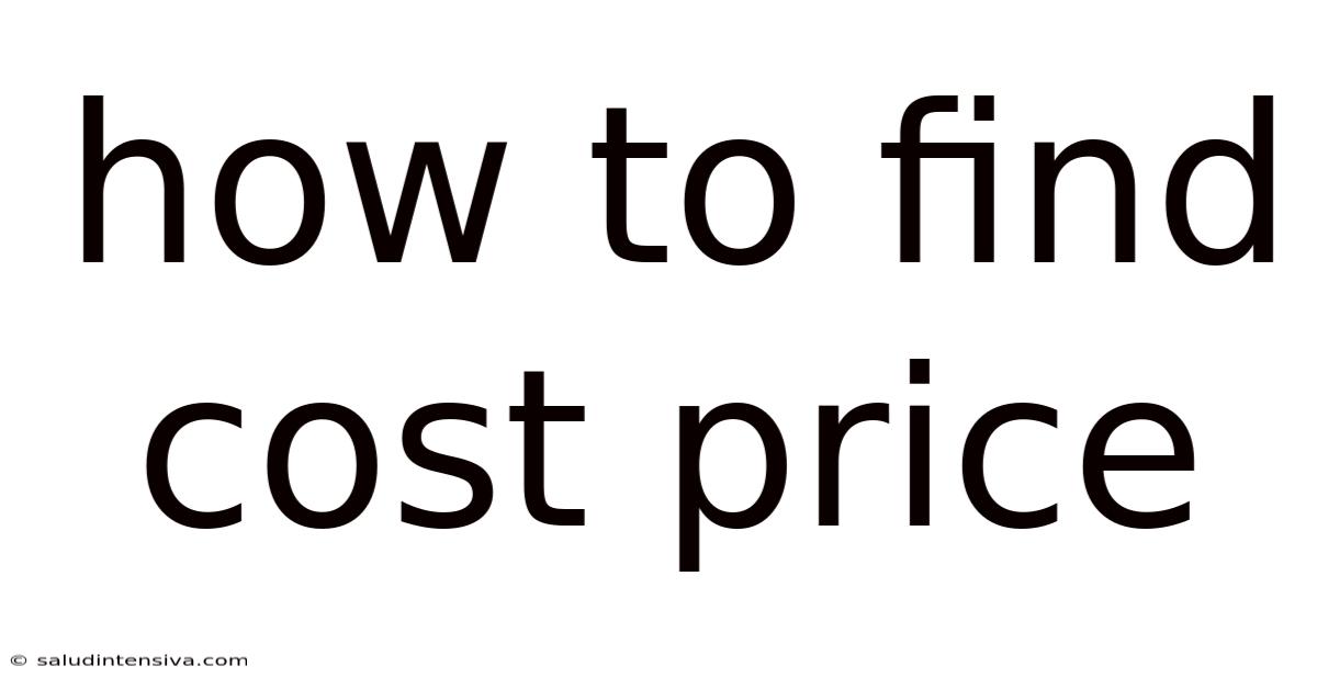 How To Find Cost Price