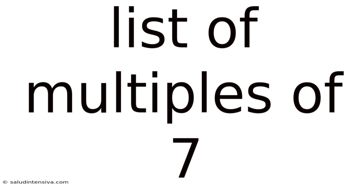 List Of Multiples Of 7