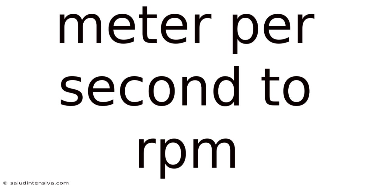 Meter Per Second To Rpm