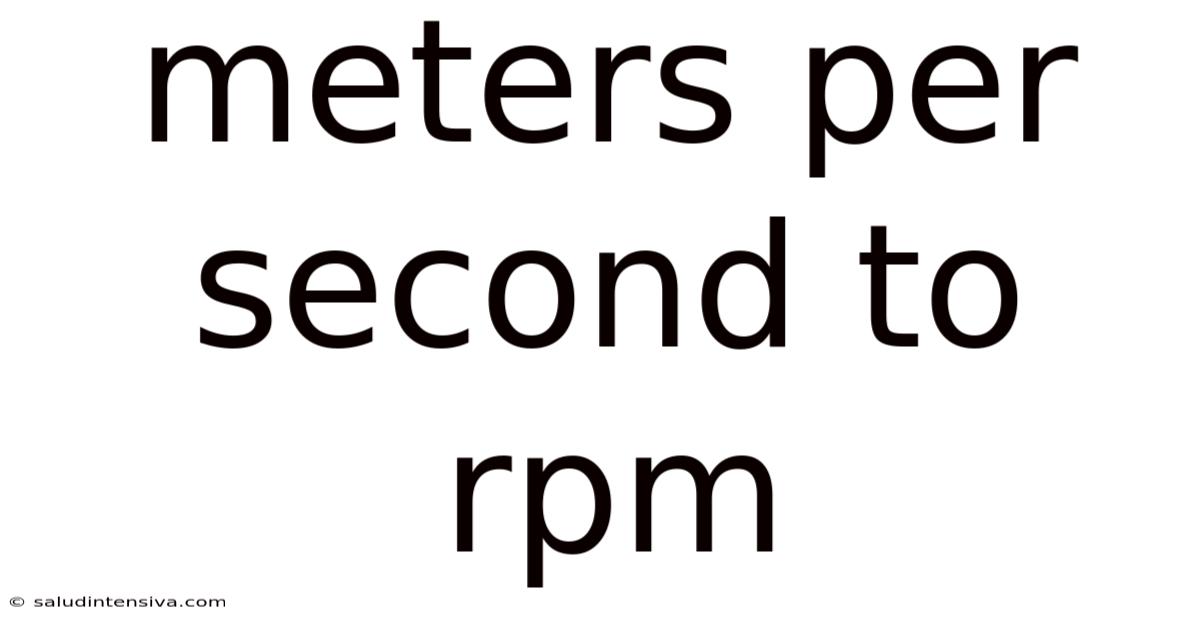 Meters Per Second To Rpm