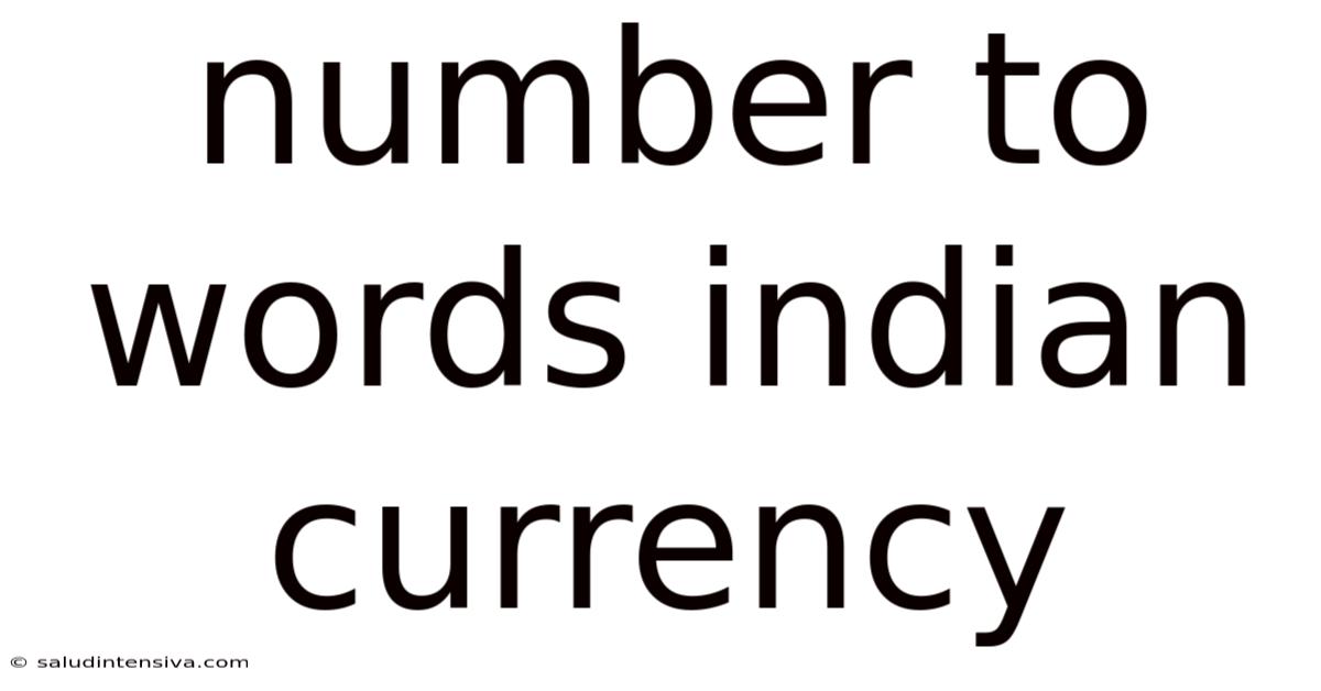 Number To Words Indian Currency