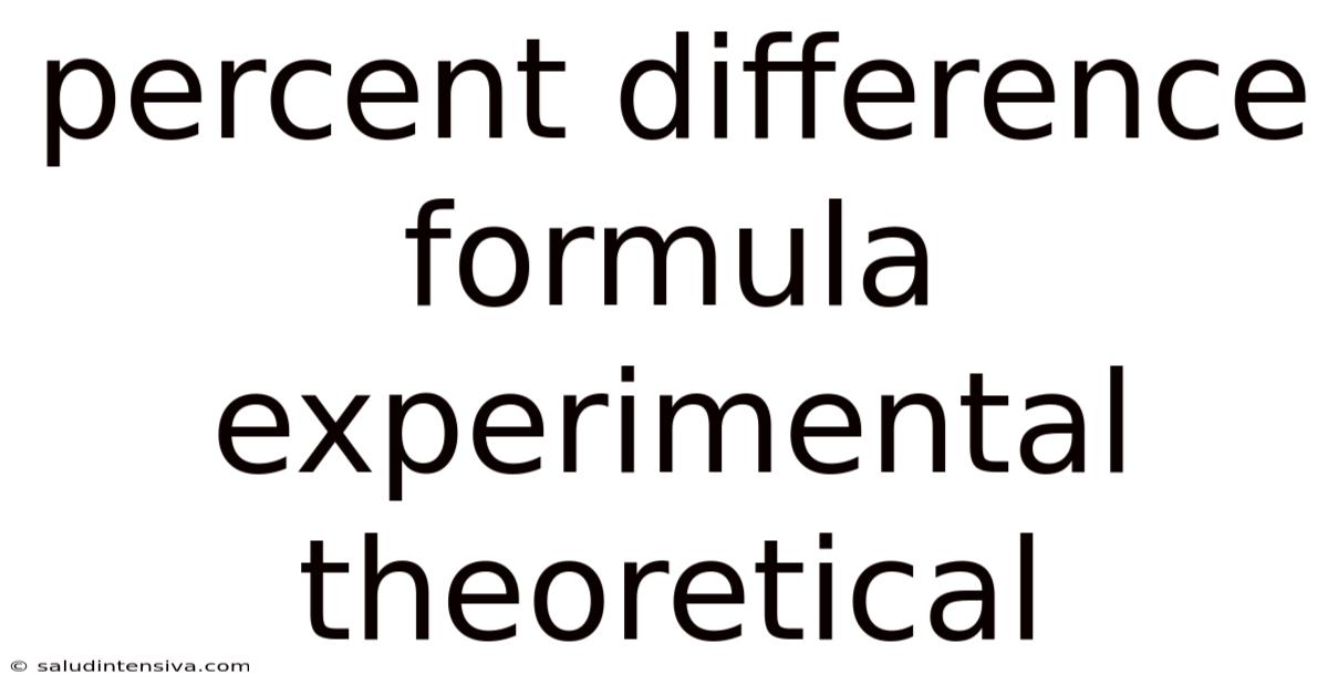 Percent Difference Formula Experimental Theoretical