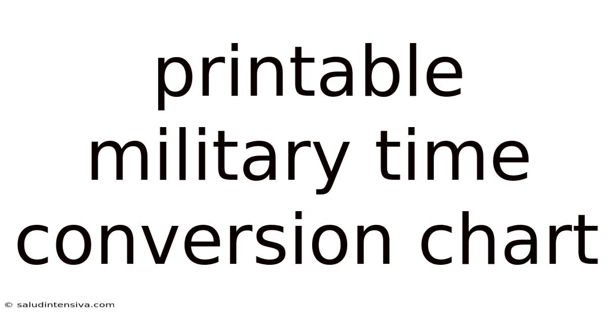 Printable Military Time Conversion Chart