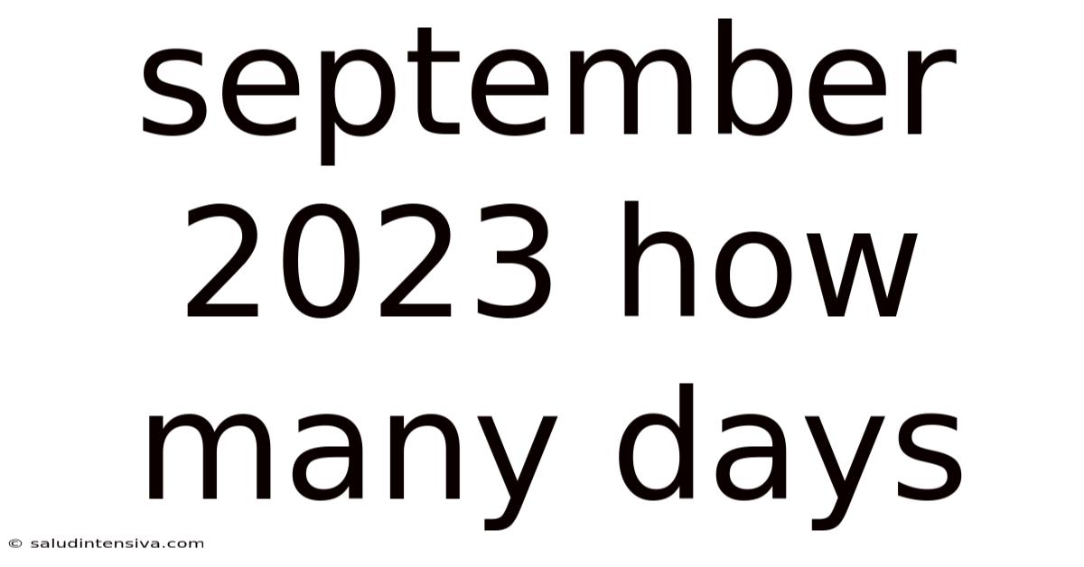 September 2023 How Many Days