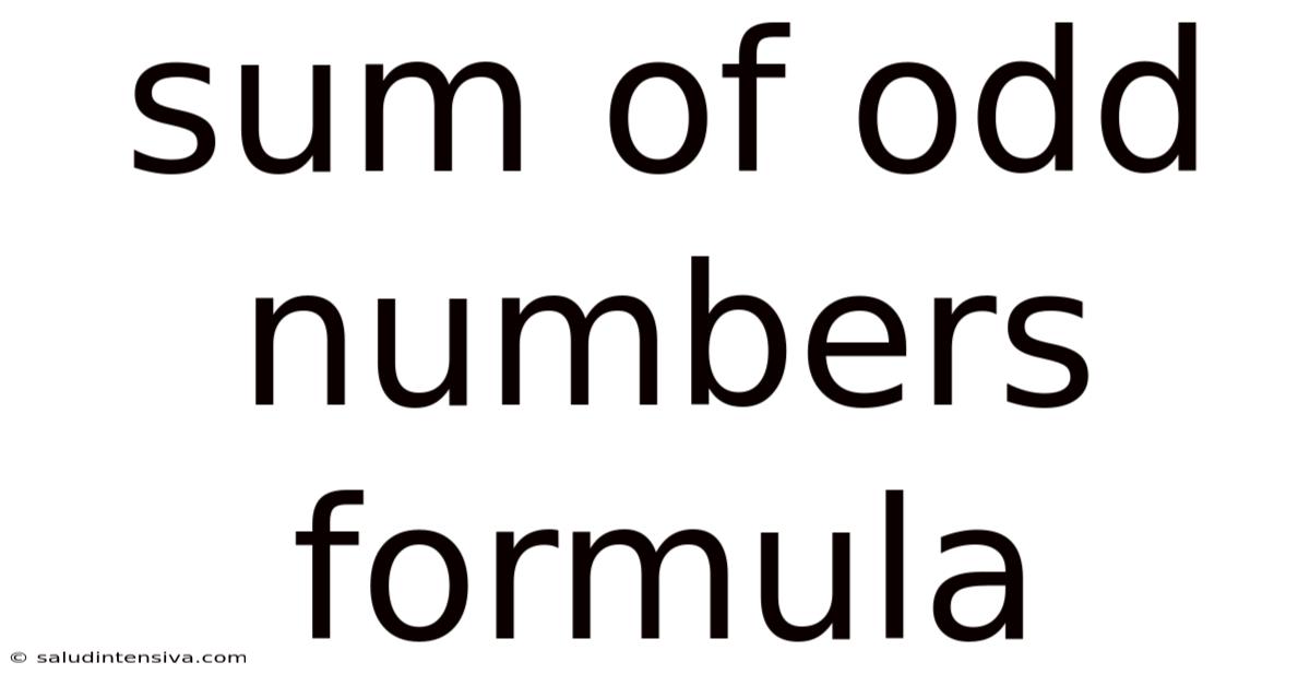 Sum Of Odd Numbers Formula
