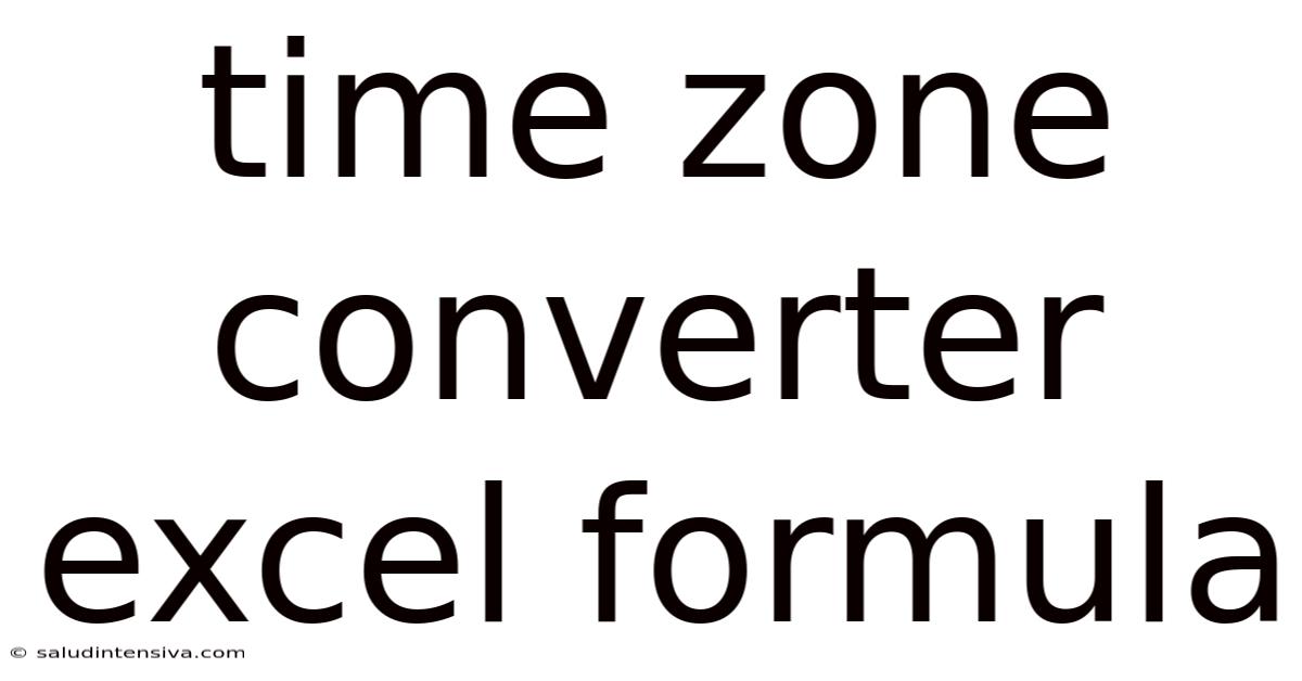 Time Zone Converter Excel Formula