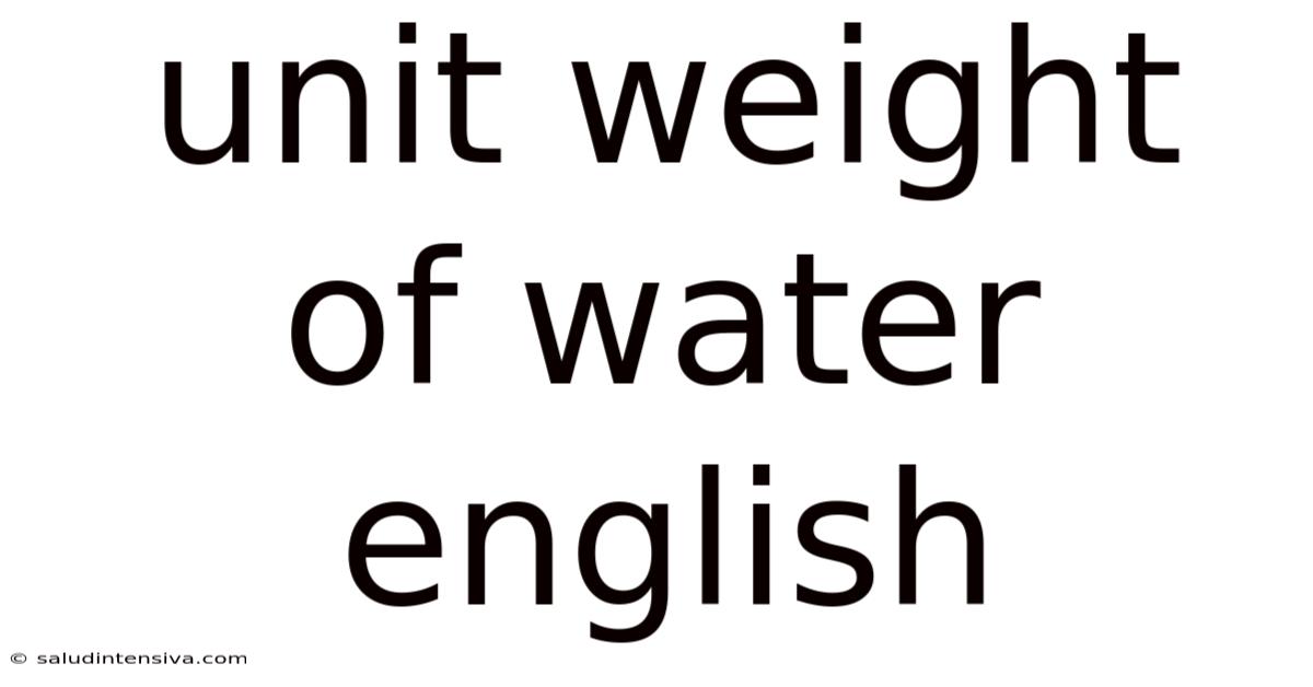 Unit Weight Of Water English