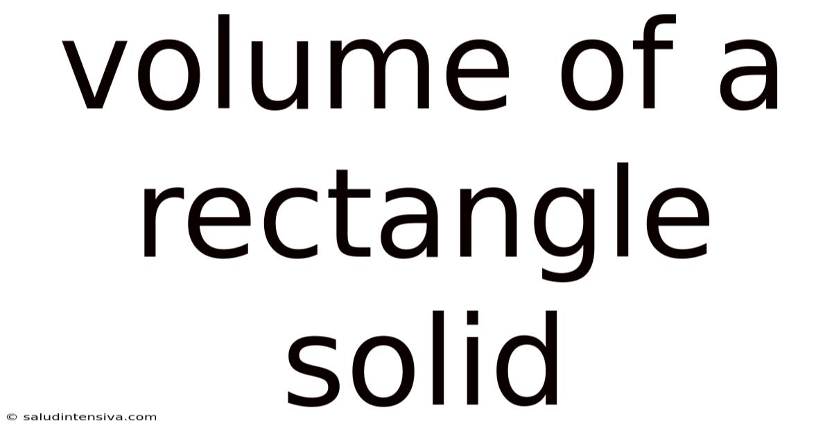 Volume Of A Rectangle Solid