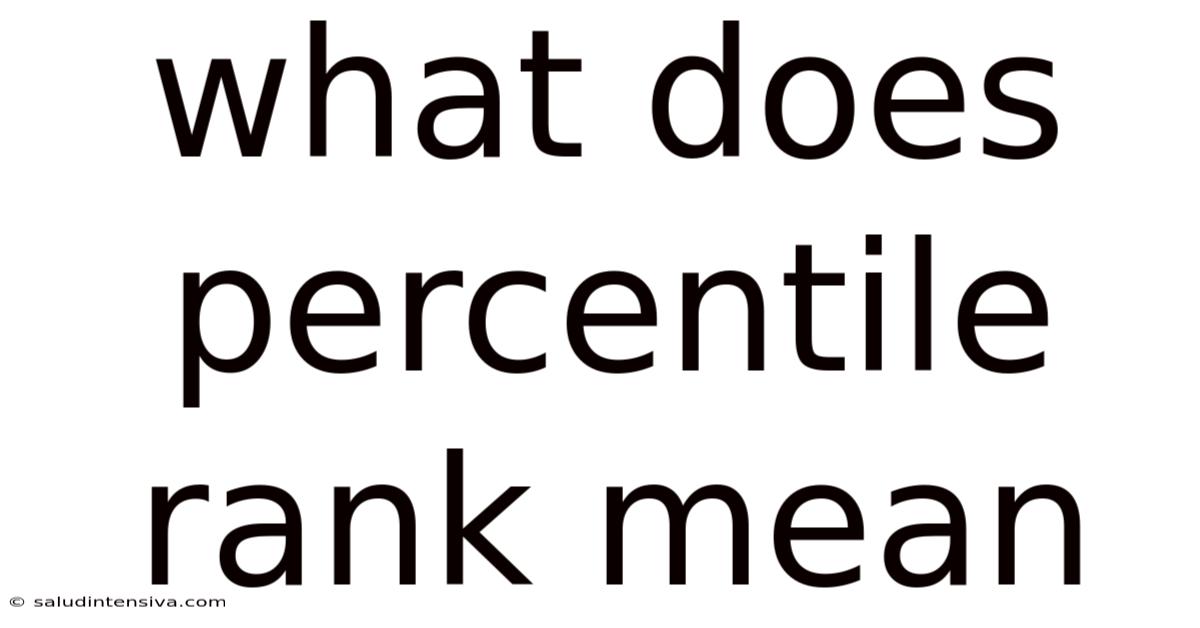 What Does Percentile Rank Mean